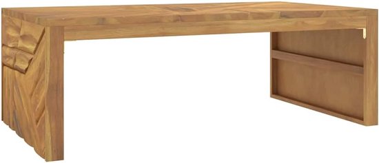 Woonkamertafel, balkontafel, tuintafel, klein, salontafel, 110 x 60 x 38 cm, massief hout, teak, voor slaapkamer, woonkamer, tuin, keuken