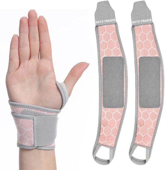 Wrist Wraps voor Sport en Fitness, Set van 2 Polssteunen voor Huishoudelijk Gebruik (Roze)
