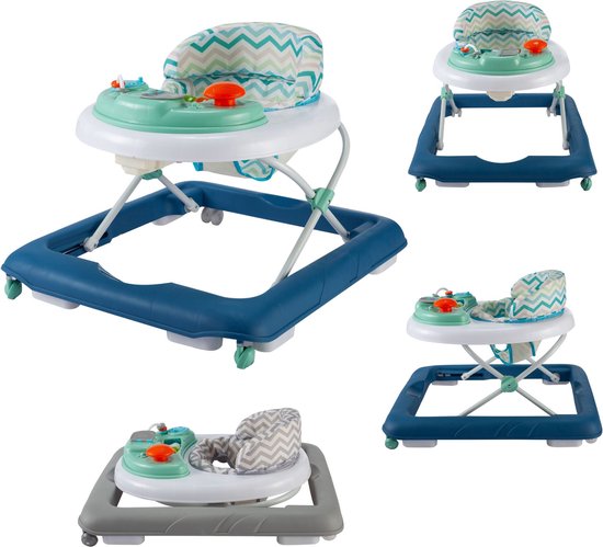 X Adventure Loopstoel / Baby Walker Chevron - Verstelbaar & Comfortabel - Met Afneembaar Speelblad - Inklapbaar Design - Pastel Blue van X Adventure