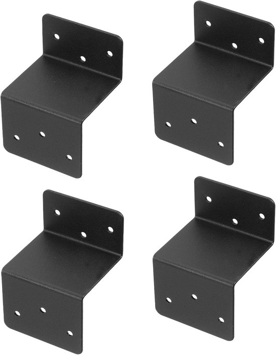 Z-houders, 4 stuks, dubbel hoekprofiel van ijzer, hoekhouder, houten connectoren voor planken, paviljoenen, 8 x 6 x 5 cm, zwart