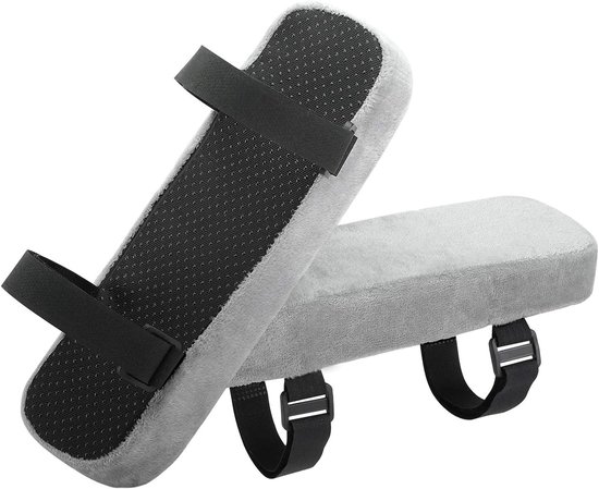 Zachte Armsteun Pads van Polyurethaan Schuim voor Kantoorstoelen - Universele Bescherming voor Ellebogen en Onderarmen, Drukverlichting - Grijs (2 Stuks)