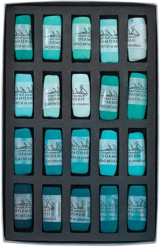 Zachte Pastelkrijtjes - Pastelkrijt Set - Tekenen en Schilderen - Handgerold Luxe Textuur - 20-delig - Turquoise Groen