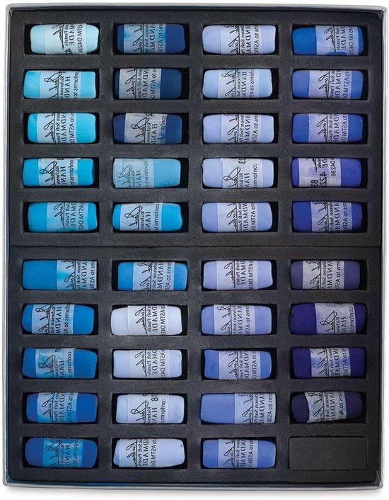 Zachte Pastelkrijtjes - Pastelkrijt Set - Tekenen en Schilderen - Handgerold Luxe Textuur - 3/8 Inch - Blauw