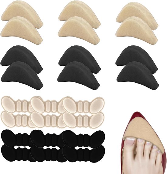 Zachte schoenvulset met 24 stuks, verstelbare schoeninzetstukken en hielpatches voor optimale comfort en ondersteuning in pumps, sneakers en hoge hakken