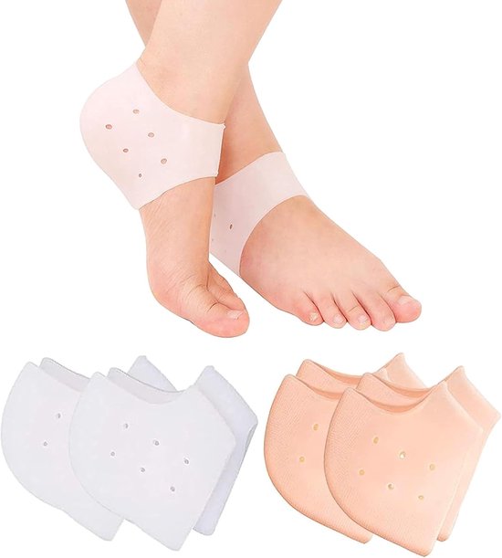 Zachte silicone hielbescherming, 4 paar hielkussens voor hielspoor, comfortabele inlegzolen voor pijnverlichting en ondersteuning