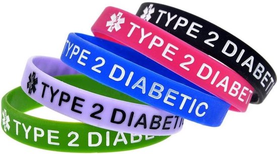 Zachte siliconen polsbanden voor diabetes type 2 - 5 stuks - Herinnering, Gezondheid, Comfort