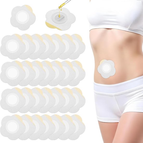 Zelfklevende Castorolie Patches voor de Navel, Absorberend en Comfortabel, Verpakking van 30 Stuks voor Effectieve Ondersteuning