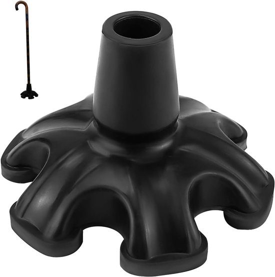 Zelfstaande Rubber Anti-slip Stokpunt met 6 Tanden - Vervangende Voet voor Loopstokken en Stokken, Duurzaam en Stevig Accessoire voor Wandelen en Ondersteuning van Merkloos