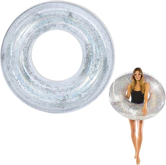 Zijdeglanzende opblaasbare zwemband met pailletten voor volwassenen - Perfect voor zomerse poolparty's en waterplezier