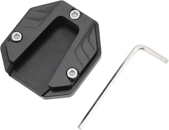 Zijstandaard Uitbreidingsplaat voor Motorfietsen, Aluminium Steunpad, Zwart, Hoogwaardige Accessoire voor Stabiliteit en Veiligheid