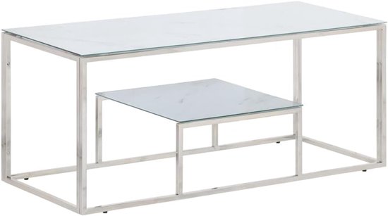 Zilver roestvrij staal en gehard glas salontafel bijzettafel voor binnen eetkamer