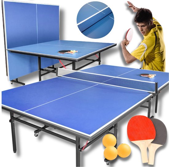 Zolta - Inklapbare Tafeltennistafel - Blauw - Met Accessoires - Voor Thuisgebruik