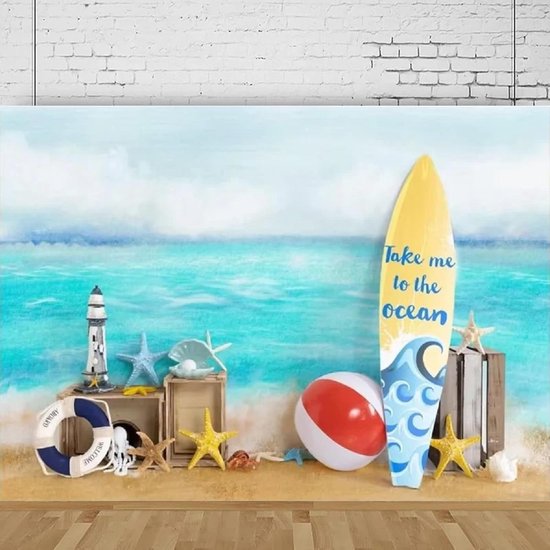 Zomer l Fotografie Achtergrond voor Jongens Columbus Dag Strand Surfplank Kinderen Party Decor Achtergrond Portret Schietposter 440 x 300 cm