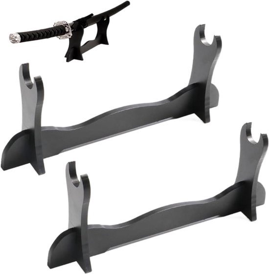 Zwaardhouder voor katana- en samoeraizwaarden - displaystand voor thuis en kantoor - set van 2 stuks met stevige ondersteuning en elegante vormgeving