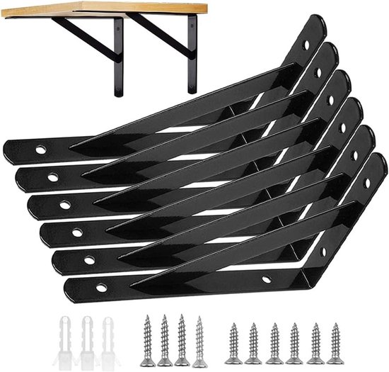 Zware Driehoekige Planksteunen - 6 Stuks Wandmontage, Ideaal voor Floating Shelves en Tafels, 6 Inch Hoogte