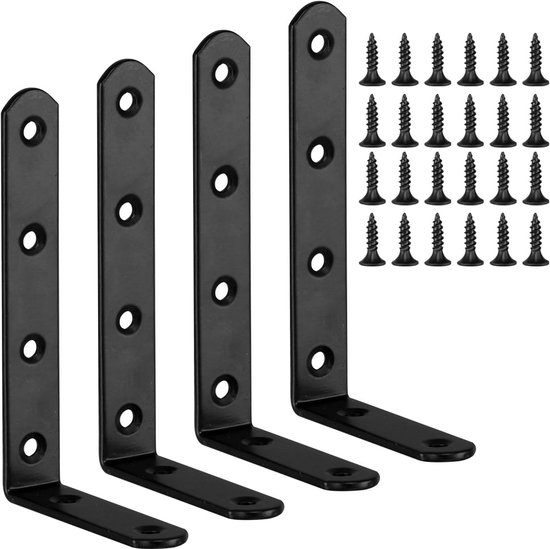 Zware Hoeksteunen voor Planken - 4 Stuks Wandmontage Steunen voor Kasten, Keuken en Kantoor - 125x75 mm