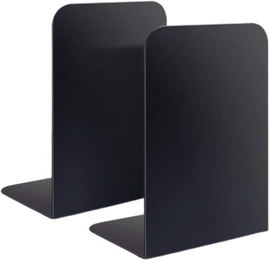 Zware metalen boeksteunen zwart 21 x 9 x 13,5 cm met antislipmat voor kantoor, school en thuis, ideaal voor boeken en tijdschriften