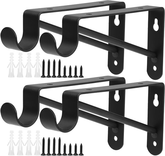 Zware metalen hoeksteunen voor wandplanken, 4-pack, ideaal voor keuken, badkamer en slaapkamer, inclusief schroeven en ondersteuning voor kledingstangen
