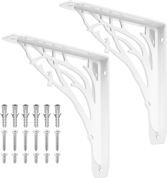 Zware Wandbeugels voor Planken - 2 Stuks Decoratieve Metalen Driehoekige Steunen voor Racks, 20.5 cm, Ideaal voor Thuis en Kantoor