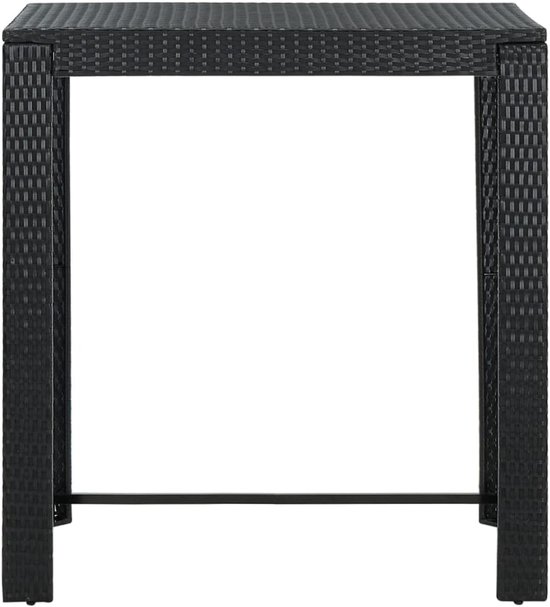 Zwart, 100 x 60,5 x 110,5 cm, polyrotan voor terras, stabiele bartafel met gepoedercoat stalen frame en PE-rotan bekleding, onderhoudsvriendelijk en weerbestendig