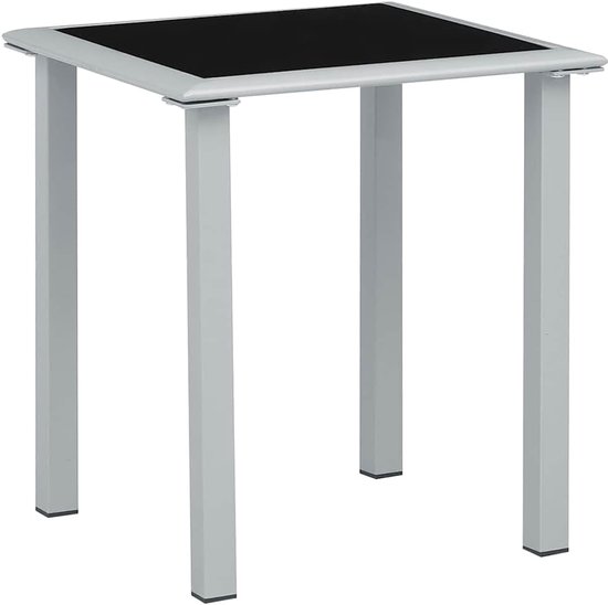 Zwart en zilver, 41 x 41 x 45 cm, van staal en gehard glas, voor terras, tuin, duurzaam, robuust, gemakkelijk te reinigen, onderhoudsvriendelijk