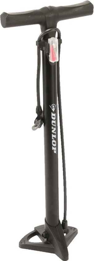 Zwarte fietspomp staand met extra ventielen 63 cm - Fiets/autobanden oppompen - Fiets accessoires pomp van SportX