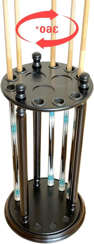 Zwembad Keu Rek - Pooltafel Stok Houder - Biljart Accessoires Opbergen - 360 Graden Rotatie - 81.3 cm Hoog - Zwart